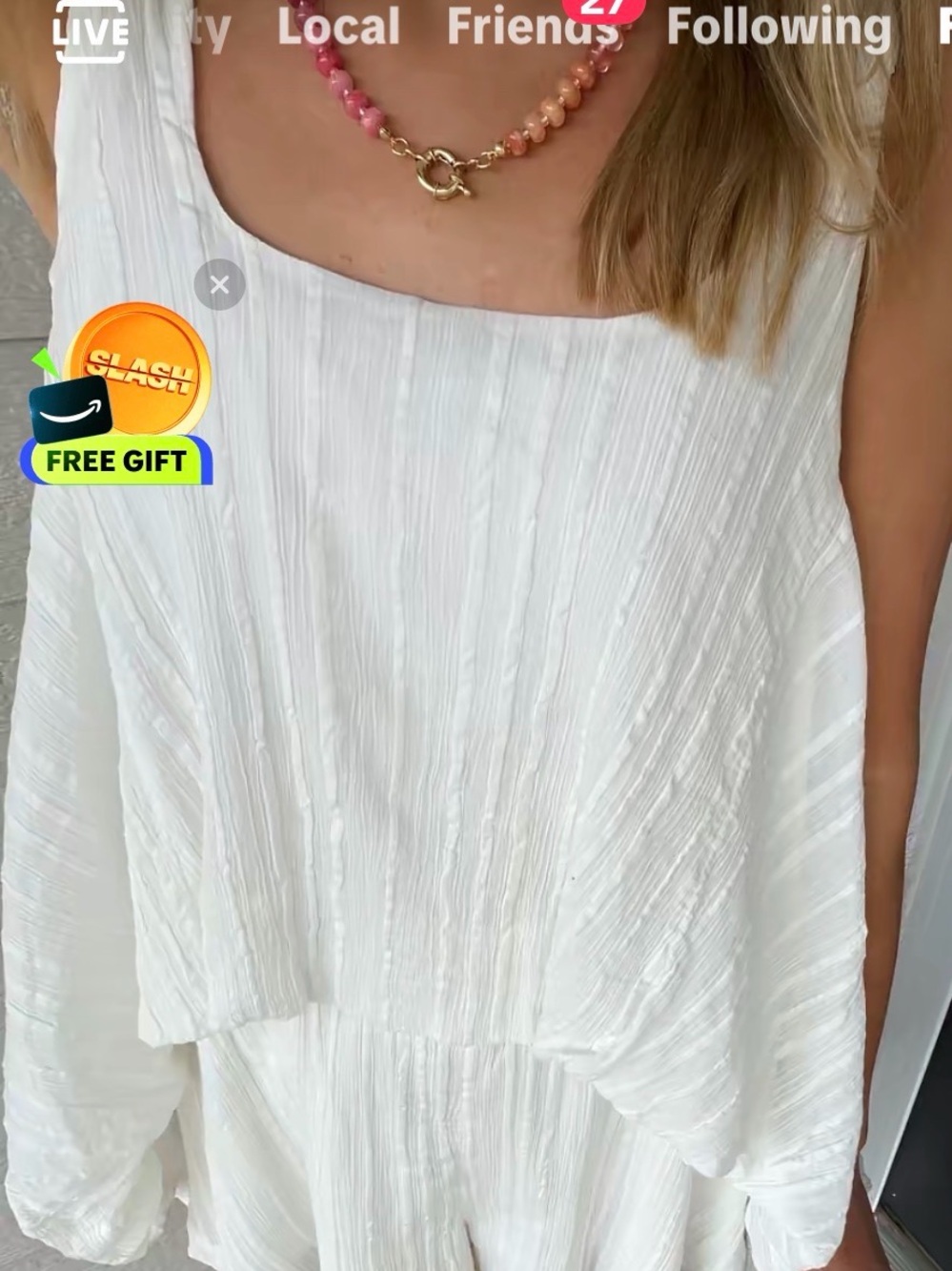 Free People White Asymmetrical Sleeveless Crinkled Dress